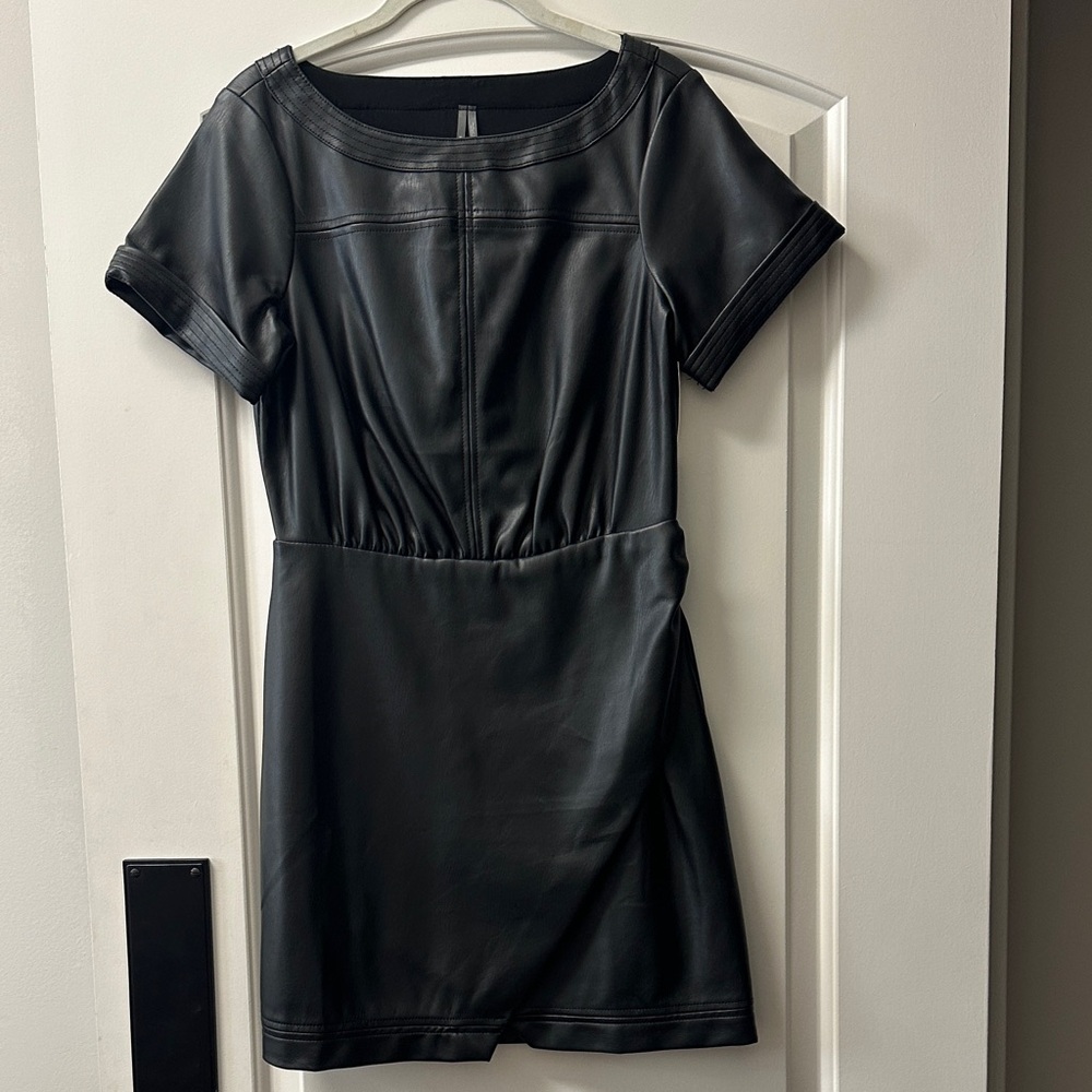 Anthropologie black leather dress
